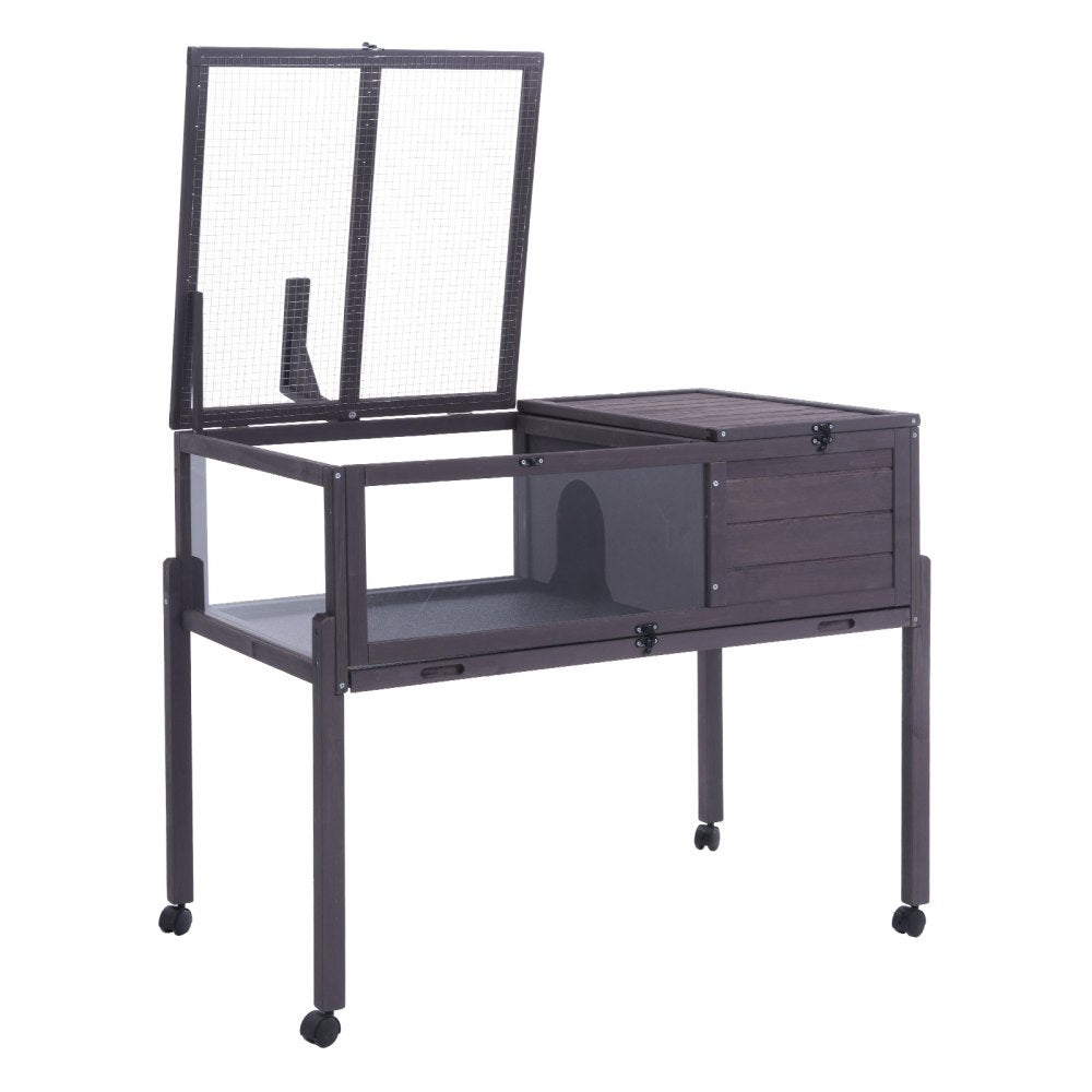 MSH-T04 - Cedar Tortoise House 38"x24"x32.5" with Lockable Top & Wheels