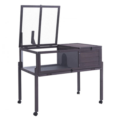 MSH-T04 - Cedar Tortoise House 38"x24"x32.5" with Lockable Top & Wheels