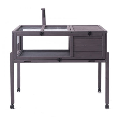 MSH-T04 - Cedar Tortoise House 38"x24"x32.5" with Lockable Top & Wheels