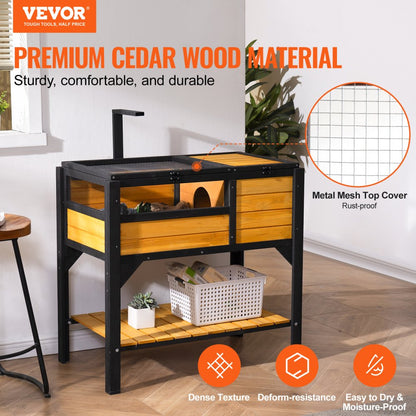 MSH-T03 - Cedar Wood Tortoise House 33"x19.7"x32.5" with Light Stand