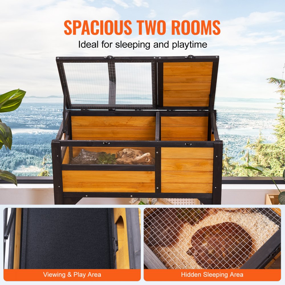 MSH-T03 - Cedar Wood Tortoise House 33"x19.7"x32.5" with Light Stand
