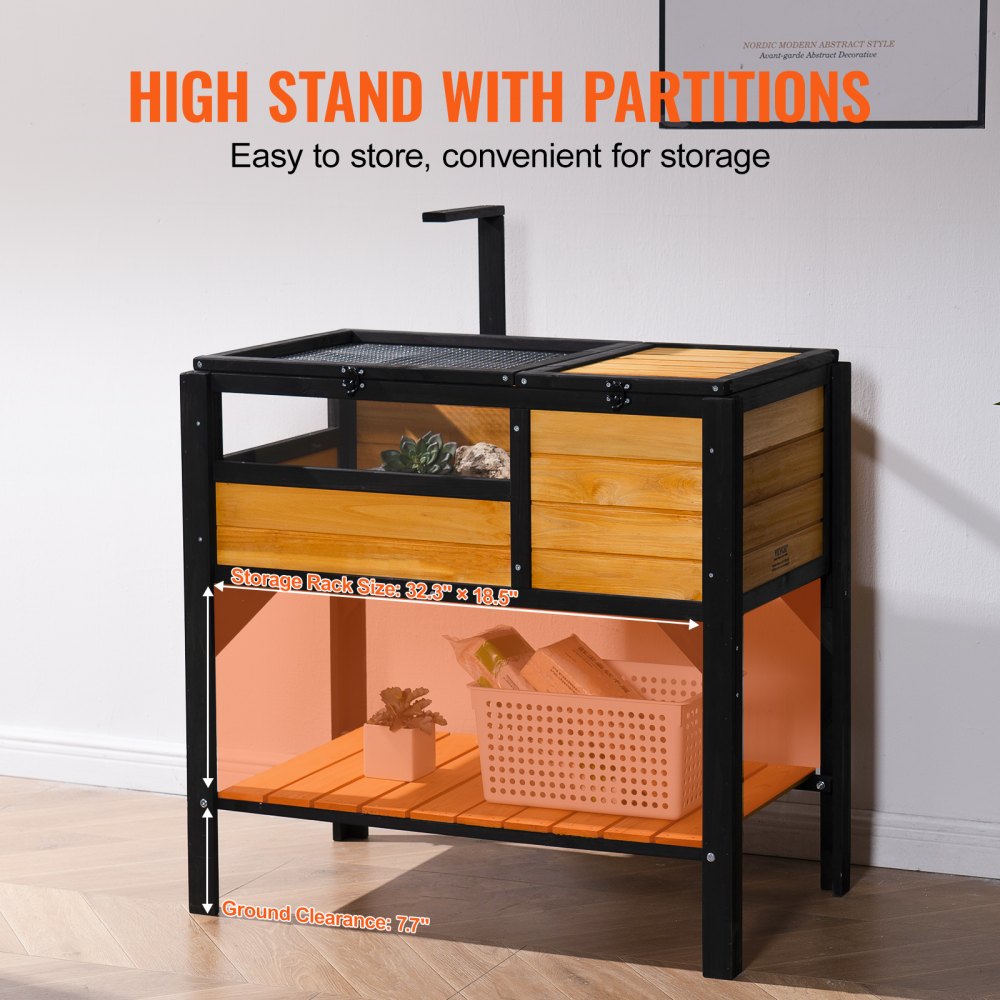 MSH-T03 - Cedar Wood Tortoise House 33"x19.7"x32.5" with Light Stand