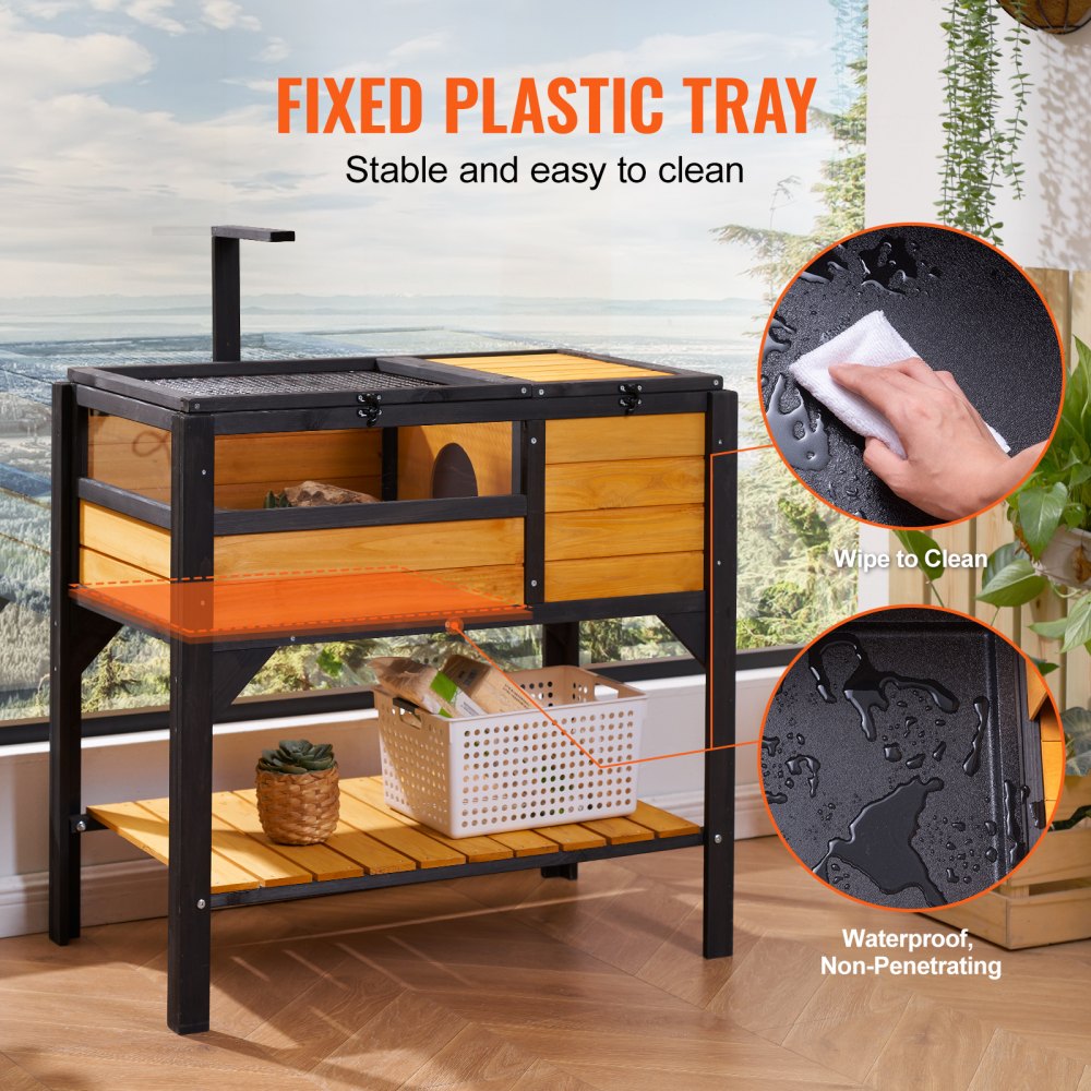 MSH-T03 - Cedar Wood Tortoise House 33"x19.7"x32.5" with Light Stand