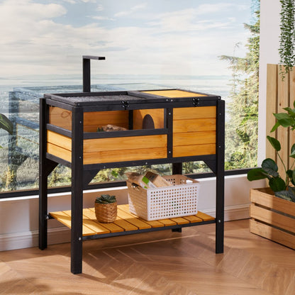 MSH-T03 - Cedar Wood Tortoise House 33"x19.7"x32.5" with Light Stand