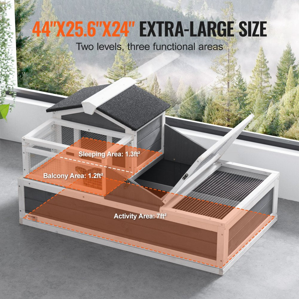 TY-P1052 - Cedar Double-Story Tortoise House 44"x25.6"x24" with Ramp