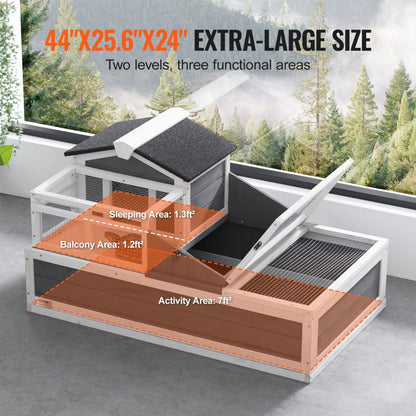 TY-P1052 - Cedar Double-Story Tortoise House 44"x25.6"x24" with Ramp