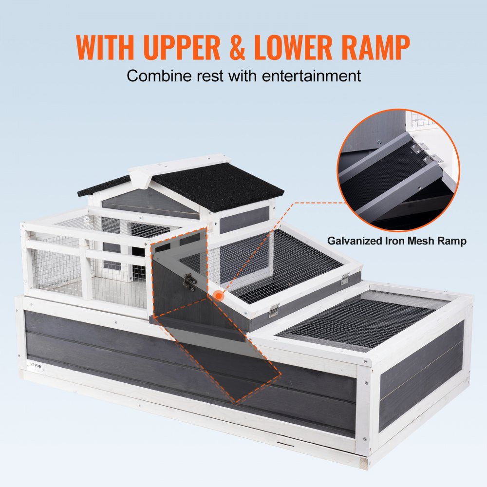 TY-P1052 - Cedar Double-Story Tortoise House 44"x25.6"x24" with Ramp