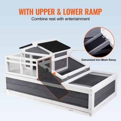 TY-P1052 - Cedar Double-Story Tortoise House 44"x25.6"x24" with Ramp