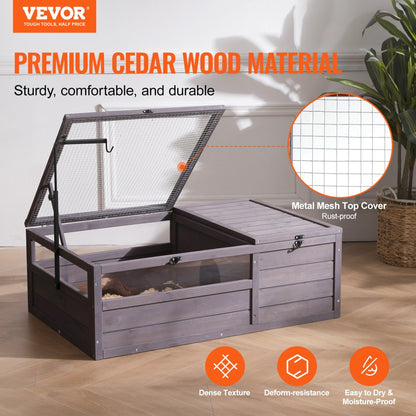 MSH-T01 - Cedar Tortoise Habitat 38"x24"x13" with Adjustable Light and Secure Top