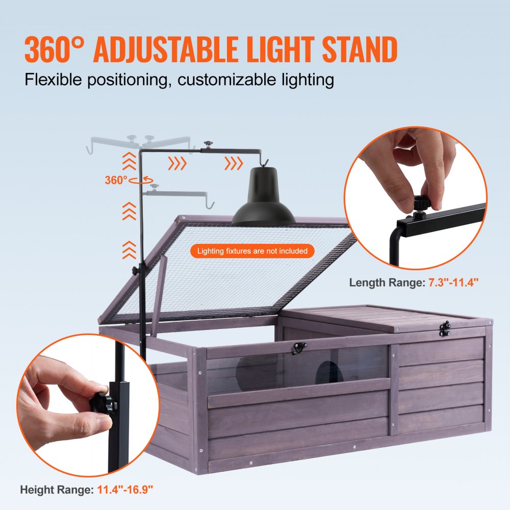 MSH-T01 - Cedar Tortoise Habitat 38"x24"x13" with Adjustable Light and Secure Top