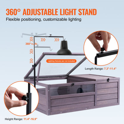 MSH-T01 - Cedar Tortoise Habitat 38"x24"x13" with Adjustable Light and Secure Top