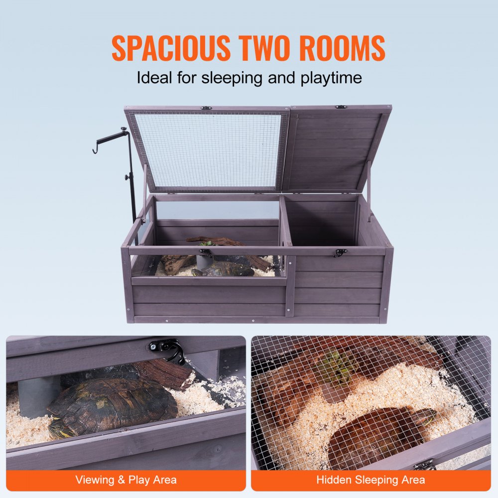 MSH-T01 - Cedar Tortoise Habitat 38"x24"x13" with Adjustable Light and Secure Top