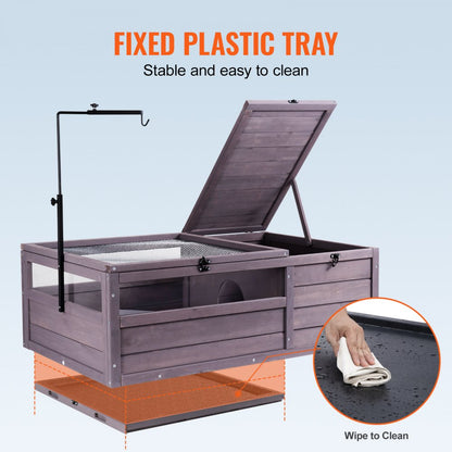 MSH-T01 - Cedar Tortoise Habitat 38"x24"x13" with Adjustable Light and Secure Top