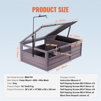 MSH-T01 - Cedar Tortoise Habitat 38"x24"x13" with Adjustable Light and Secure Top