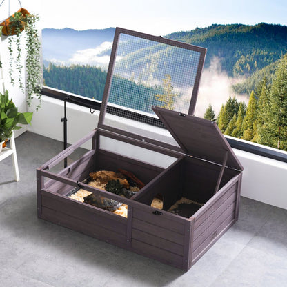 MSH-T01 - Cedar Tortoise Habitat 38"x24"x13" with Adjustable Light and Secure Top