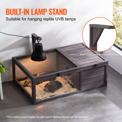 MSH-T02 - Spacious 38"x24"x13" Cedar Tortoise House with Safe Viewing Areas