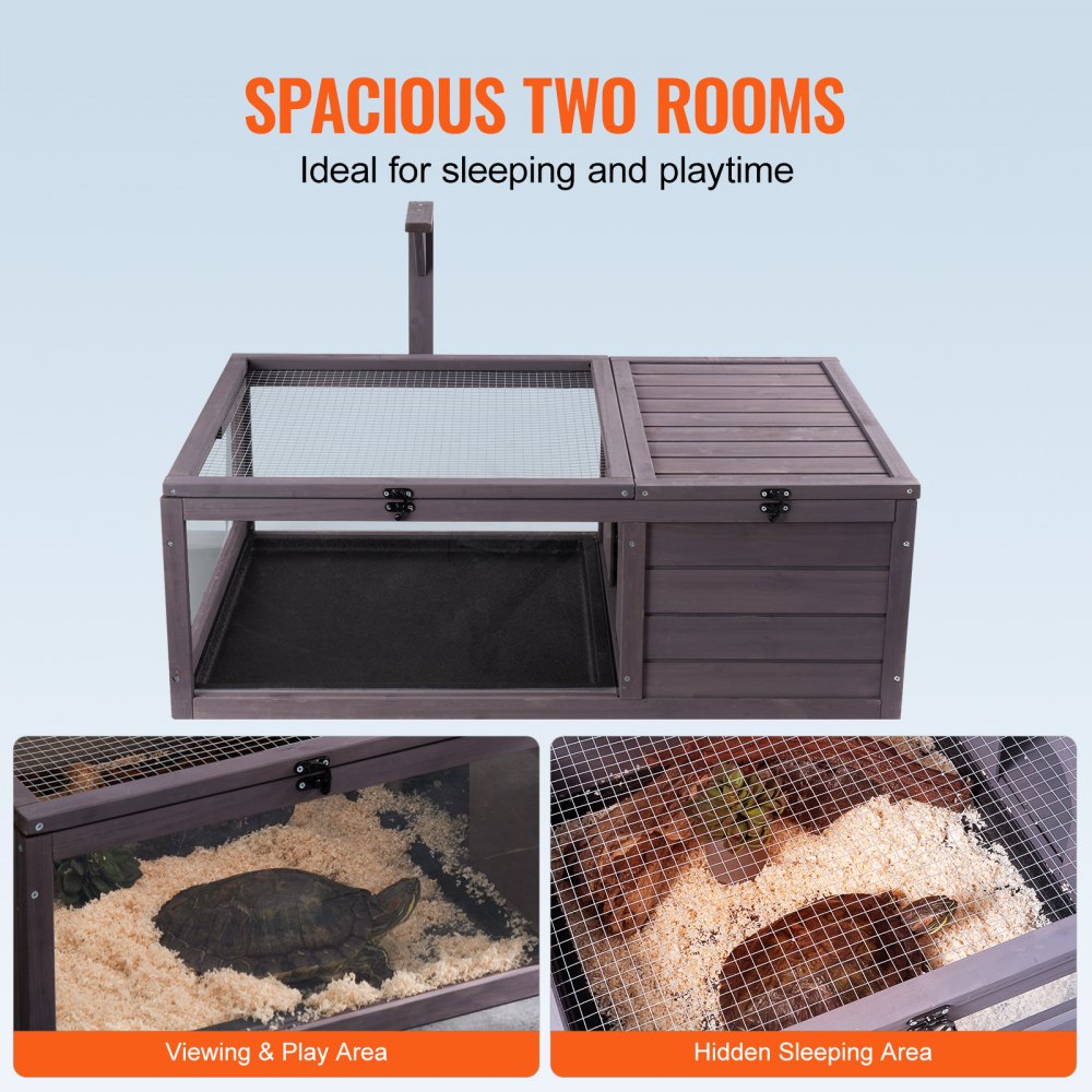 MSH-T02 - Spacious 38"x24"x13" Cedar Tortoise House with Safe Viewing Areas