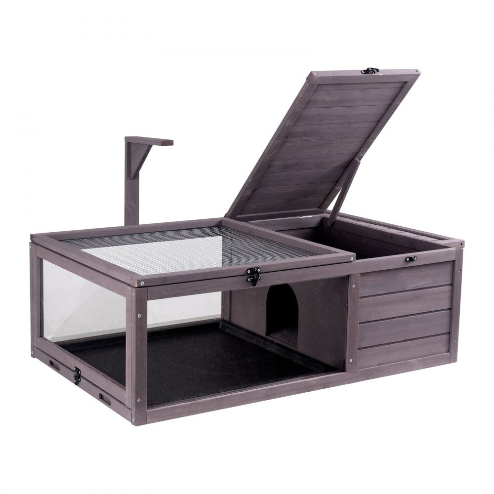 MSH-T02 - Spacious 38"x24"x13" Cedar Tortoise House with Safe Viewing Areas
