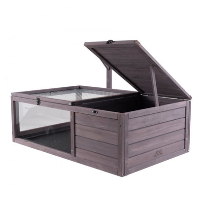 MSH-T02 - Spacious 38"x24"x13" Cedar Tortoise House with Safe Viewing Areas