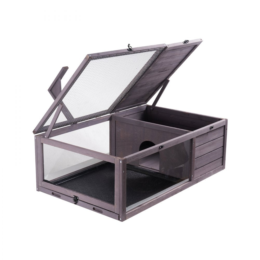MSH-T02 - Spacious 38"x24"x13" Cedar Tortoise House with Safe Viewing Areas