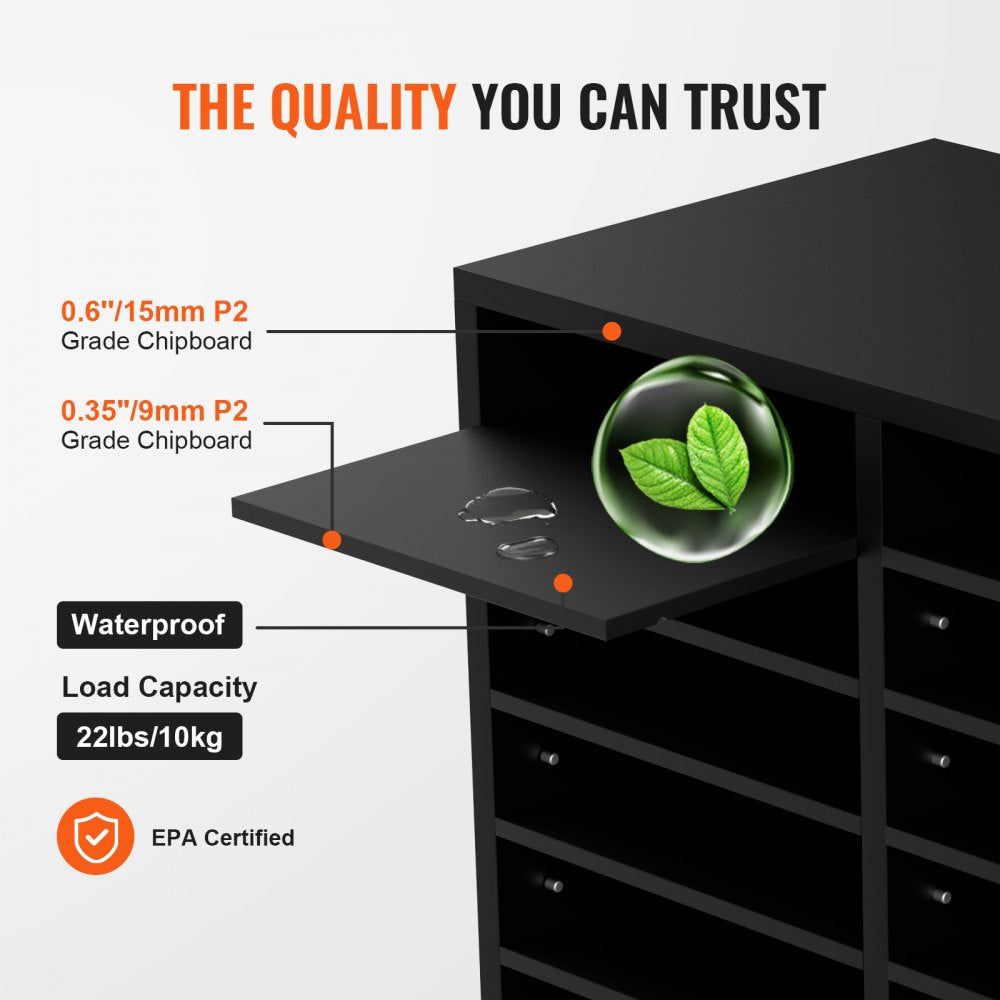 KL-FC04 - 12-Compartment Wood Organizer - Sturdy P2 Chipboard Construction