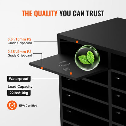 KL-FC04 - 12-Compartment Wood Organizer - Sturdy P2 Chipboard Construction