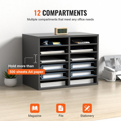 KL-FC07 - 12-Compartment Adjustable Literature Organizer for Workspace Efficiency