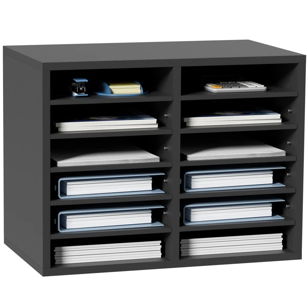 KL-FC07 - 12-Compartment Adjustable Literature Organizer for Workspace Efficiency