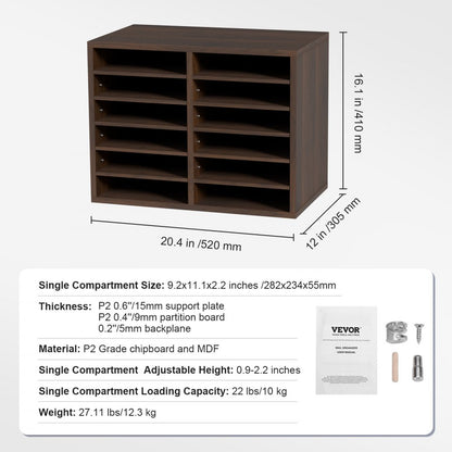 KL-FC05 - VEVOR 12-Compartment Literature Organizer - 20.4x12x16.1 inches