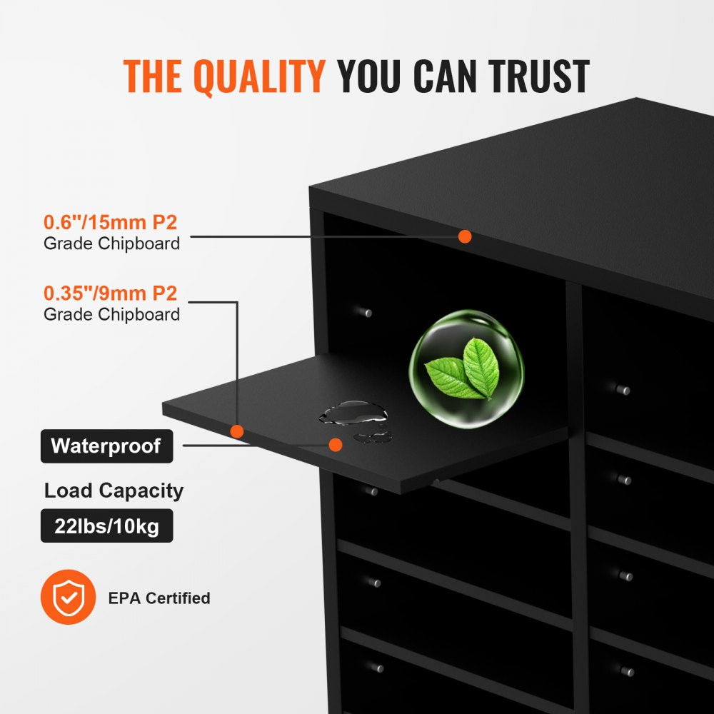 KL-FC08 - Stylish 29x12x24.4" Black Wood Organizer for Office/Home