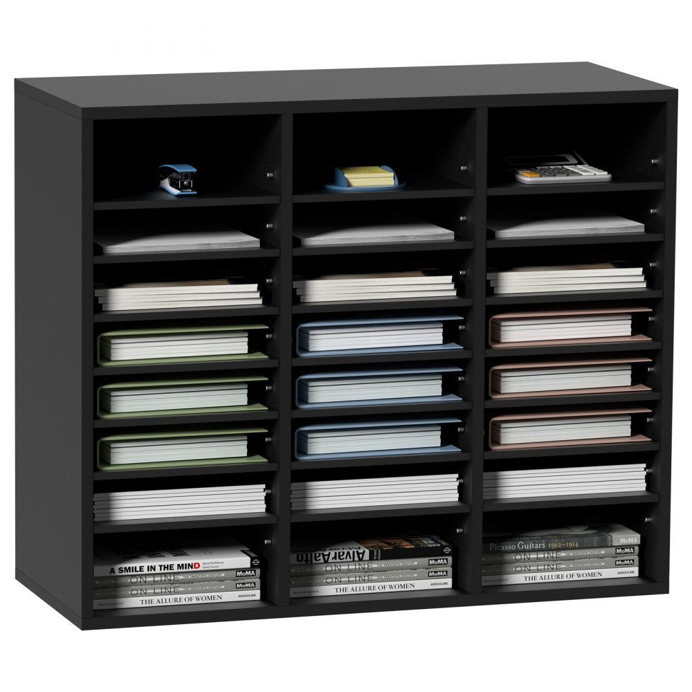 KL-FC08 - Stylish 29x12x24.4" Black Wood Organizer for Office/Home