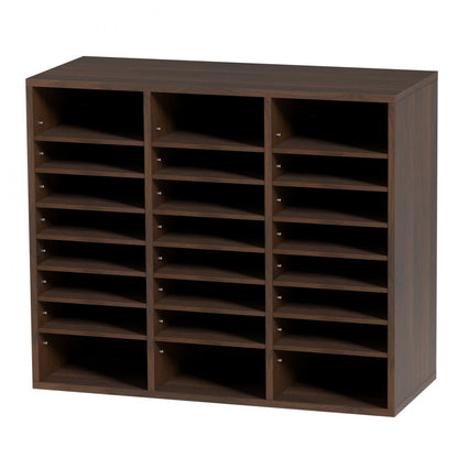 KL-FC09 - 24-Compartment Literature Organizer, 29x12x24.4 inches, Sturdy Brown Finish