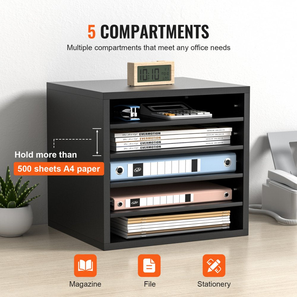 KL-FC01 - 5-Compartment Adjustable Literature Organizer for Efficient Workspace