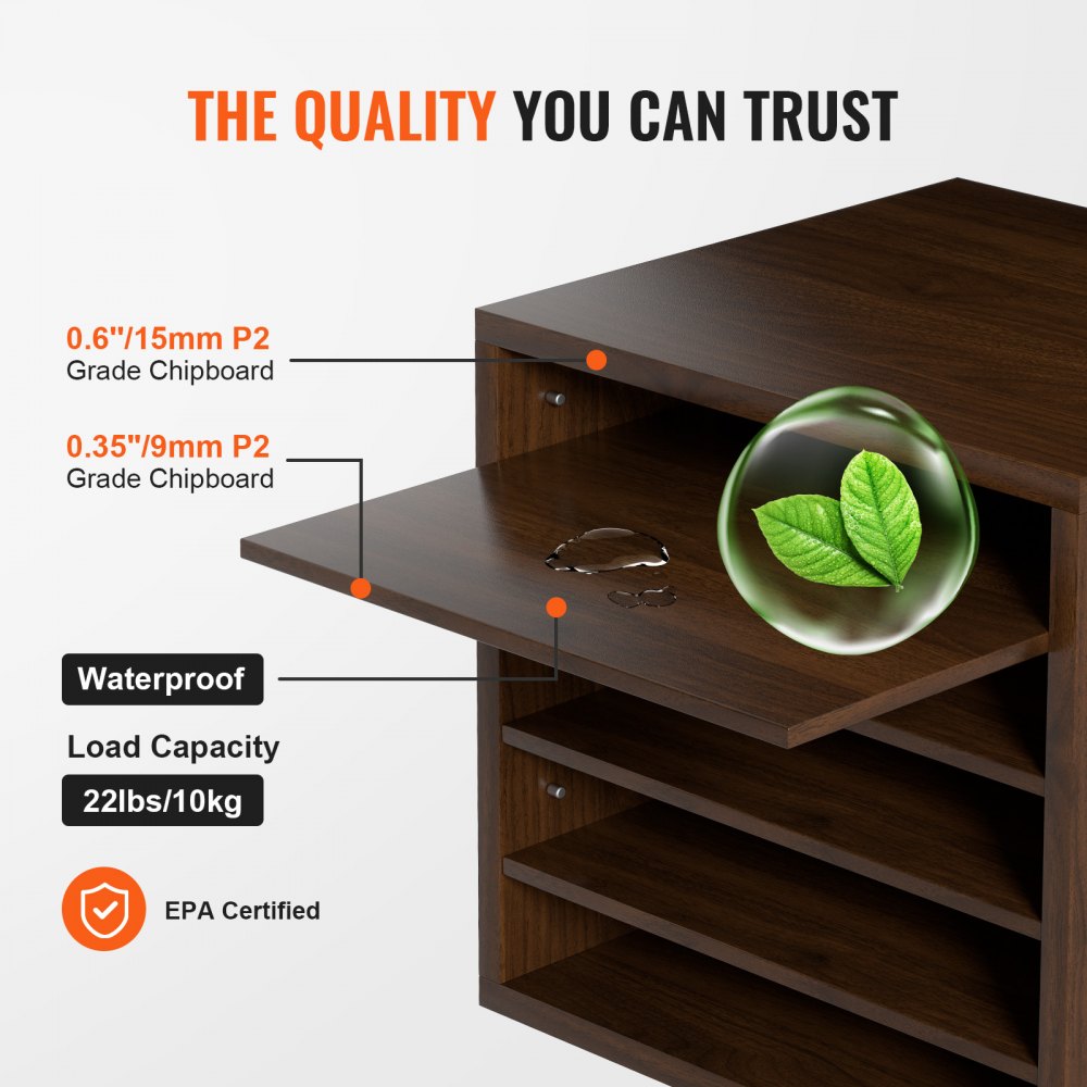 KL-FC02 - 5-Compartment Adjustable Literature Organizer, 13.9x12x13 Inches