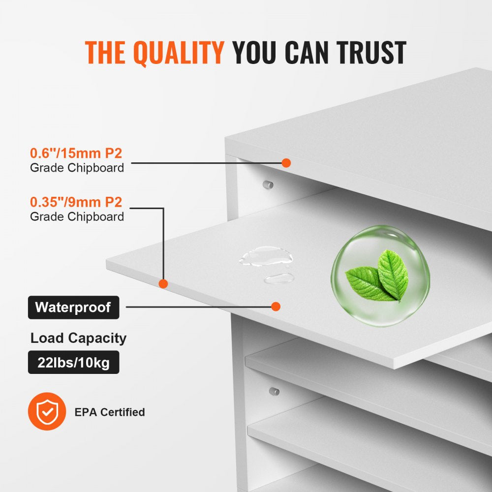 KL-FC03 - 5-Compartment VEVOR Organizer, 13.9x12x13 inches, Durable White Finish