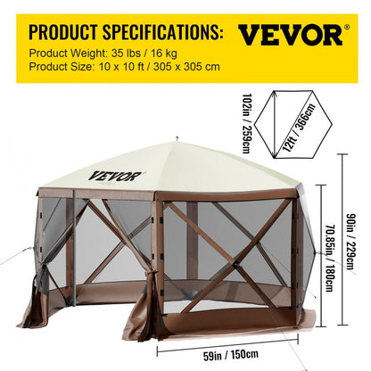 VV-CGT-1010 - 10'x10' Waterproof Gazebo Canopy Tent for 8 People