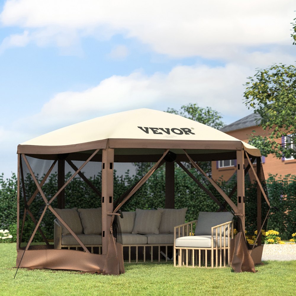 VV-CGT-1212 - Spacious 8-Person Gazebo Tent with Oxford Fabric and Netting
