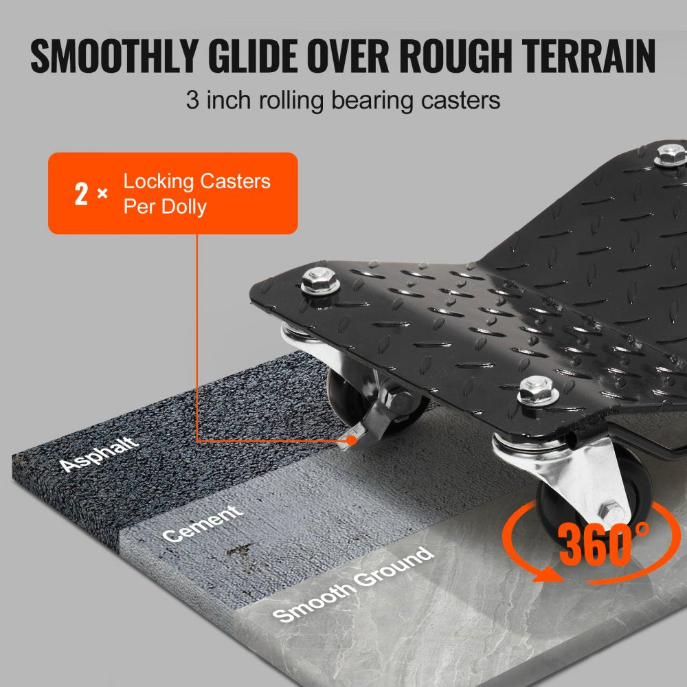 XJC-080-2 - Heavy-Duty Wheel Dolly Set for Cars, 3000 lbs Capacity