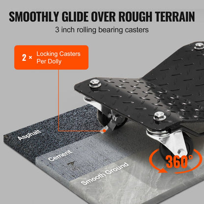 XJC-080-2 - Heavy-Duty Wheel Dolly Set for Cars, 3000 lbs Capacity