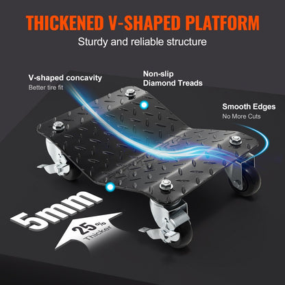 XJC-080-2 - Heavy-Duty Wheel Dolly Set for Cars, 3000 lbs Capacity