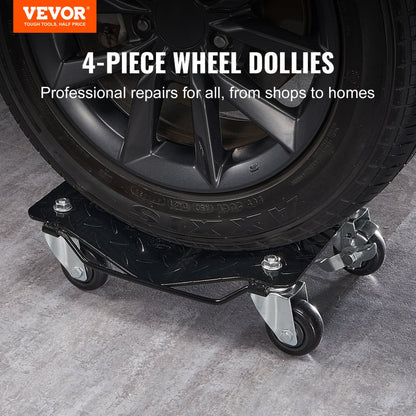 XJC-080-4 - Heavy-Duty Wheel Dolly Set for 6000 lbs Vehicle Capacity