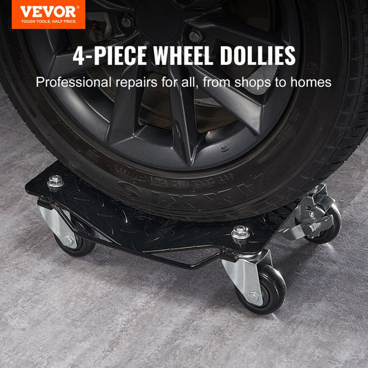 XJC-080-4 - Heavy-Duty Wheel Dolly Set for 6000 lbs Vehicle Capacity