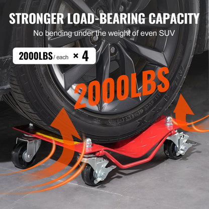 MR8100 - Heavy-Duty Wheel Dolly 3" Casters, Supports 2000 lbs for Vehicles