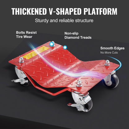 MR8100 - Heavy-Duty Wheel Dolly 3" Casters, Supports 2000 lbs for Vehicles