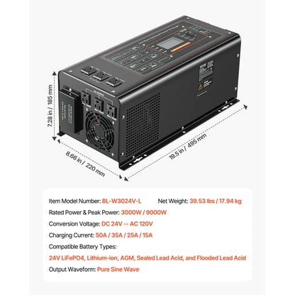 BL-W3024V-L - 3000W Pure Sine Wave Inverter for Off-Grid Use