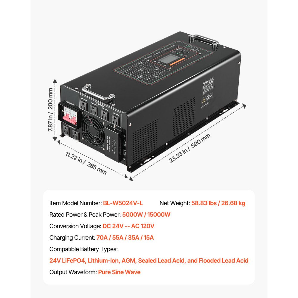 BL-W5024V-L - 5000W Pure Sine Wave Inverter with Remote Control