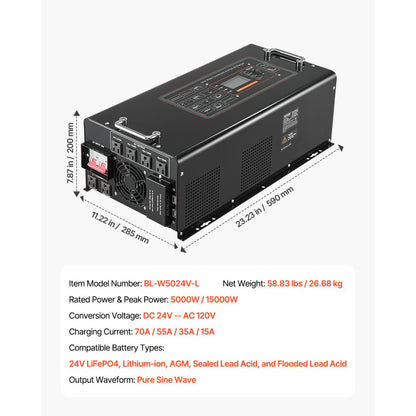 BL-W5024V-L - 5000W Pure Sine Wave Inverter with Remote Control
