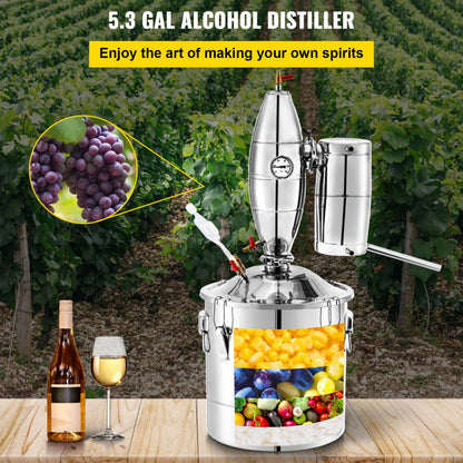 010415849425 - 20L Stainless Steel Alcohol Distiller for Home Brewing