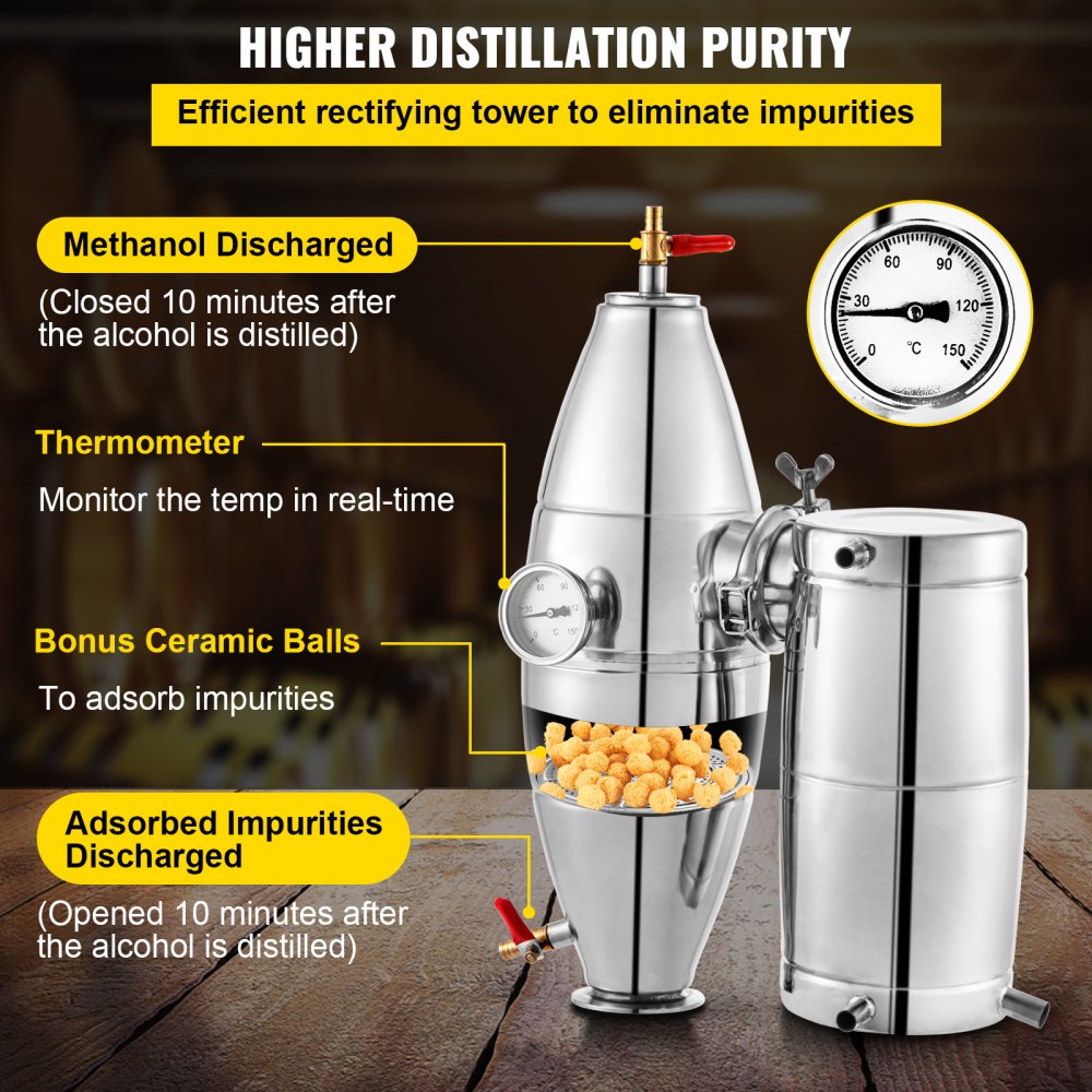 010585079496 - 70L Stainless Steel Alcohol Distiller for Home Brewing