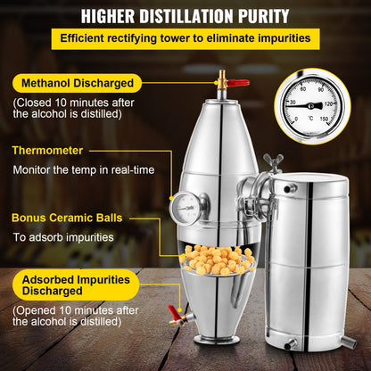 010585079496 - 70L Stainless Steel Alcohol Distiller for Home Brewing